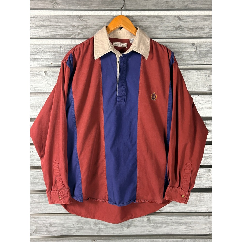 Bugle Boy Company Mens Colorblock Long Sleeve Rugby Shirt Large Vintage 90s
